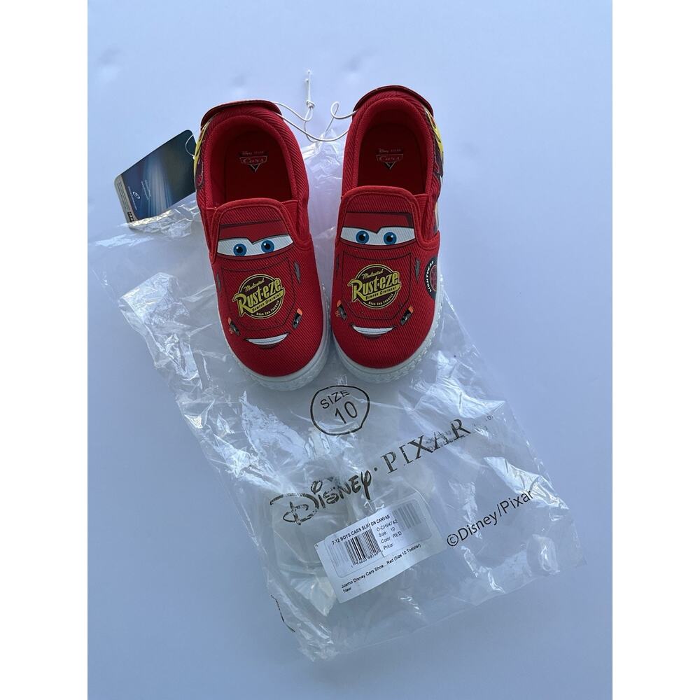 Disney Pixar Lightning McQueen Red Slip-On Canvas Sneakers Boys Size 10